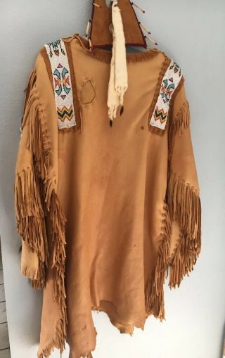 Handmade Native American Buckskin War Shirt With Ermine Trim