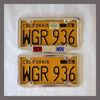 California Yom License Plate Frames Pair 1956 - Current Dmv Month Year Stickers