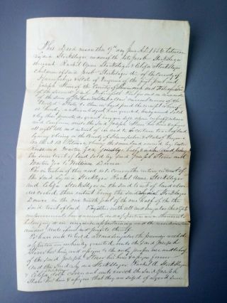 Antique Document 1856 Virginia Land Deed Potomac/hampshire/ Shenandoah
