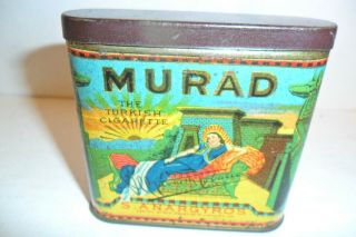 Vintage Advertising Murad Turkish Cigarette Tobacco Tin 3 " /3 " Vertical