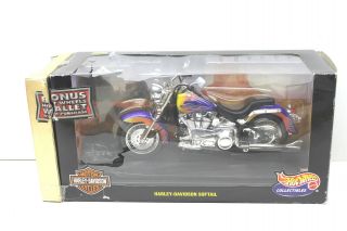 Vtg 1999 Hot Wheels 1:10 Harley - Davidson Softail Motorcycle Collectible,  Wallet