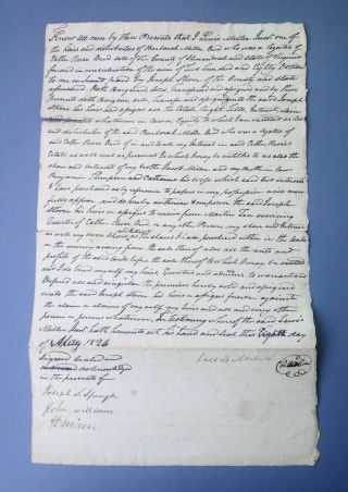 Antique Document Virginia Land Deed 1826 Shenandoah