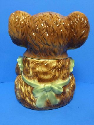 Vintage USA Brush McCoy Pottery Brown Teddy Bear Apron Biscuit Treat Cookie Jar 8