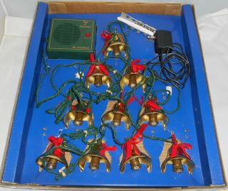 Vtg Mr.  Christmas Bells Of Christmas Lighted Brass Musical Bells 6 Extra Bulbs