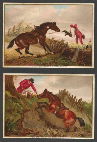 Y39 - Rider And Horse - Matched Large Victorian Birthday Cards