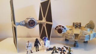 Large Star Wars Millennium Falcon,  Tie Fighter Collectables Bundle Starwars