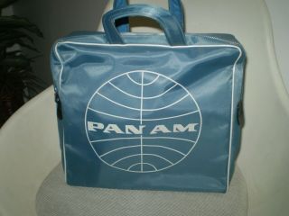 Vintage Pan Am Airlines Blue Vinyl Travel,  Carry On Bag Jet Set 1960 