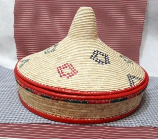 Ethiopian Mesob Breadbasket Wickerwork Round Rattan Breadbox African Basket