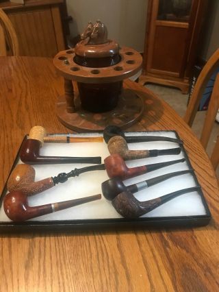 Set of Nine Vintage Estate Smoking Pipes,  Tobacco Jar 4