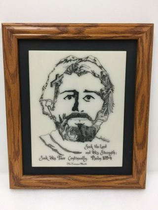 Joe Castillo Face Of Christ Framed Carved Stone Artwork Home Decore Vtg Jesus