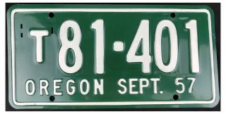 Oregon 1957 Truck License Plate T81 - 401 Made W/ Connecticut Plate Blank