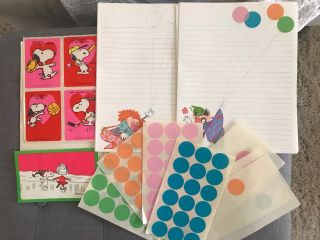 Vtg Current Stationery Fold A Note Clown Balloon Snoopy Peanuts Christmas Valent