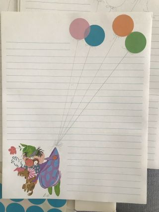 Vtg Current Stationery Fold a Note Clown Balloon Snoopy Peanuts Christmas Valent 5