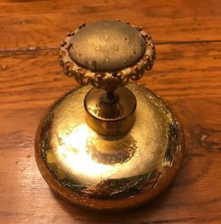 Vintage Ornate Gold Foil Crackled Glass Pump - Top Perfume Bottle 3 " T X 2 1/2 " W