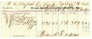 Receipt - Iowa Eastern Railroad Co.  Elkader,  Beulah Iowa 1873