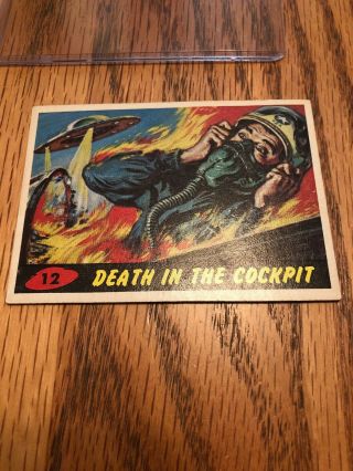 1962 Topps Bubbles Mars Attacks Card 12 Death In The Cockpit Vg/ex