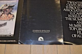 REVENGE OF THE JEDI 1982 Trade Insert promo poster STAR WARS 6