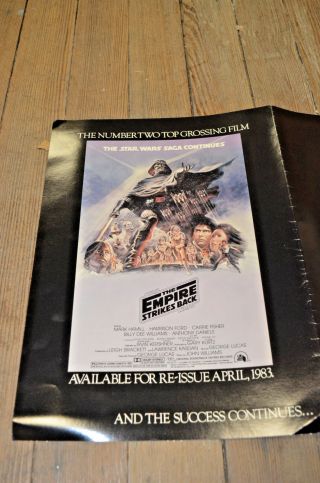 REVENGE OF THE JEDI 1982 Trade Insert promo poster STAR WARS 7