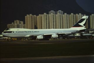 1995 Hong Kong Photo Slide Cathay Pacific B - 747 Vr - Huk Kai Tak Hkg
