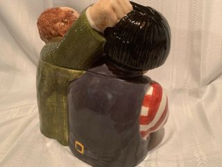 The Three Stooges Moe and Larry and Curly Hand Painted Cookie Jar Clay Art 1997 5