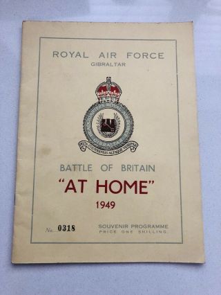 Ww2 Royal Air Force Gibraltar Battle Of Britain At Home 1949 Souvenir Programme