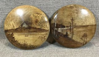 Two Vintage The Fraser Myrtlewood Mfg Co.  Wall Plaques Wecoma Beach Ore.