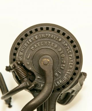 Antique F.  W.  Hudson Improved Cast Iron Apple Parer Peeler Corer Pat Dec 2nd 1862
