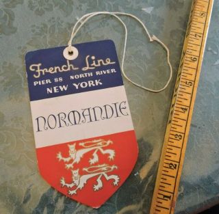 Very Rare 1937 French Line Ss Normandie Ocean Liner Nyc 6,  Inch Stateroom Tag