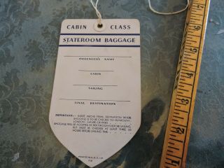 Very Rare 1937 French Line SS Normandie Ocean Liner NYC 6,  inch Stateroom Tag 2