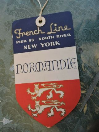Very Rare 1937 French Line SS Normandie Ocean Liner NYC 6,  inch Stateroom Tag 3
