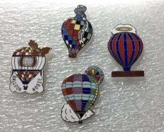 4 Fancy Vintage Hot Air Balloon Pins,  Names W/ Extra Graphics