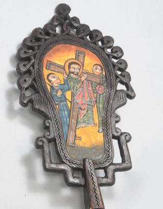 Wooden Cross Coptic Ethiopian Hand Painted Icon Cross Coptic Blessing Cross