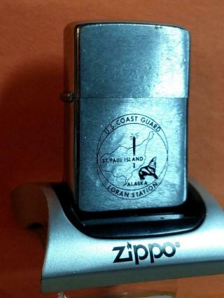 2 - Sided 1981 Military Zippo Lighter Uscg Loran C Station St.  Paul Island,  Alaska
