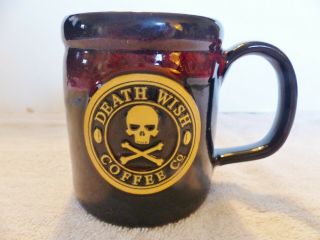 Death Wish Coffee Mug Usa 2014 Camper Deneen Pottery Com.  Handthrown Black Red