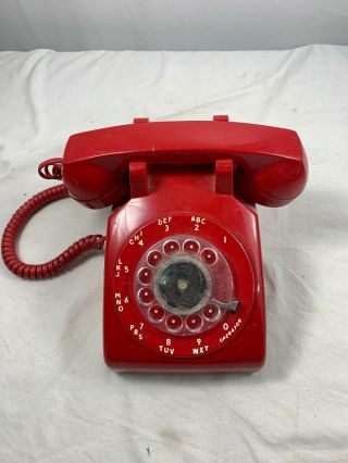 Vintage 1963 Western Electric C/d 500 (10 - 63) Red Rotary Dial Desktop Telephone