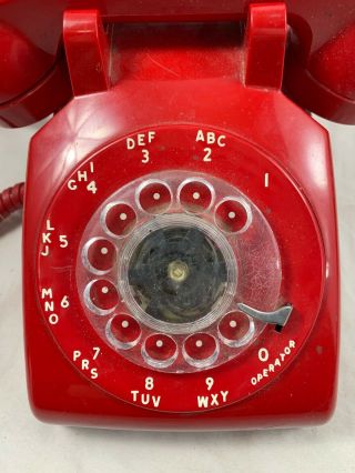 Vintage 1963 WESTERN ELECTRIC C/D 500 (10 - 63) RED Rotary Dial Desktop Telephone 2