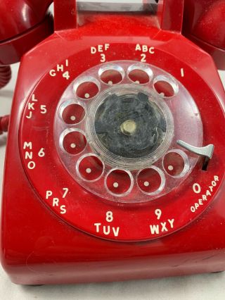Vintage 1963 WESTERN ELECTRIC C/D 500 (10 - 63) RED Rotary Dial Desktop Telephone 3