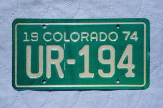 1974 Colorado Motorcycle License Plate Ur - 194