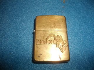 1994 Zippo Lighter - Marlboro Cigarettes - Cowboy - Lasso - Brass