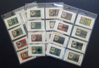 Clan Tartans And Coat Of Arms Issued In 1922 Scarce Complete Set Of 49 Silks