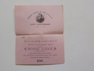 Antique Invitation Card 1882 Fifth Anniversary Ball B 