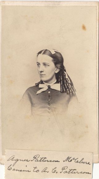 1865 Cdv Agnes Patterson Mcclure,  Pittsburg,  Pa,  2 Ct.  War Revenue Stamp,  Photo