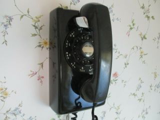 Vintage Black Western Electric Wall Mount Rotary Dial 554 Telephone Phone 1959
