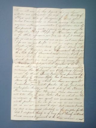 Antique Document Virginia Land Deed Seal Shenandoah Potomac 1826