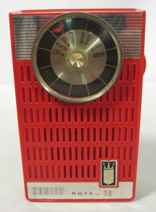 Vintage Zenith Royal 50 Transistor Pocket Am Radio,  Red