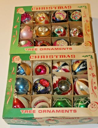 24 Vintage Handpainted Mercury Glass Ornaments