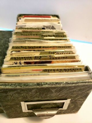 Vintage Recipes Hand Written And Clipped In Storage Box Organized 11.  75” Long