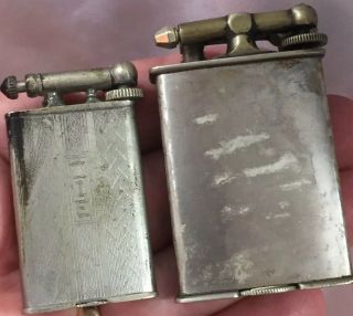 2 Vintage Clark Lift Arm Pocket Lighters - One Is The Petite