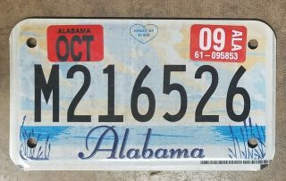 Sweet Home Alabama 2009 Motorcycle License Plate/tag - M216526 Flat