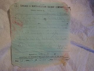 1916 Chicago & Northwestern Railroad Train Order 65,  Glenoak,  Adams,  Wi,  Engle